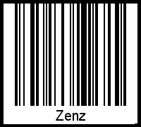 Der Voname Zenz als Barcode und QR-Code