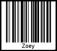 Der Voname Zoey als Barcode und QR-Code