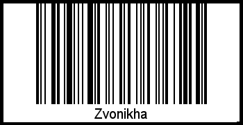 Der Voname Zvonikha als Barcode und QR-Code