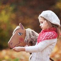 Illustration Holzspielpferd für den Garten