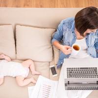 Illustration Homeoffice und Familie