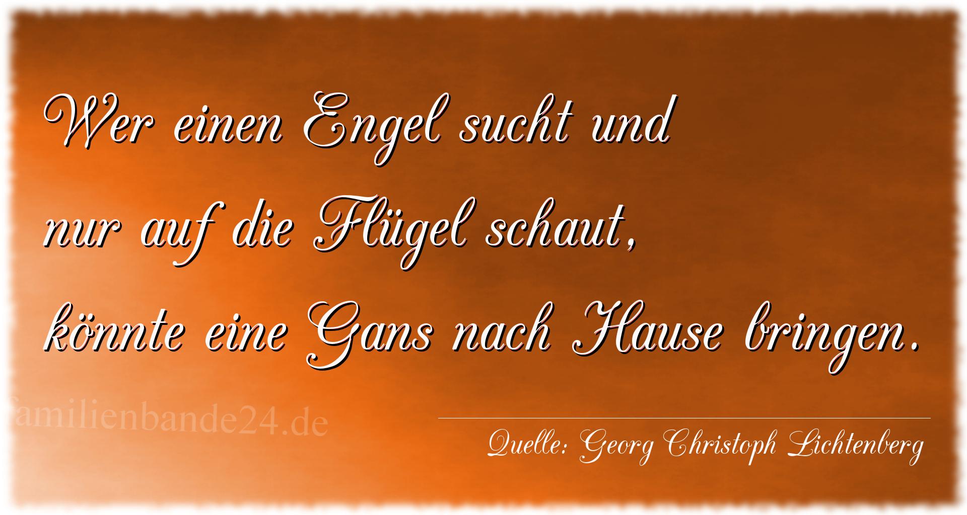 Aphorismus Nummer 1300 (von Georg Christoph Lichtenberg): "Wer einen Engel sucht und nur auf die Flügel schaut, kö [...]