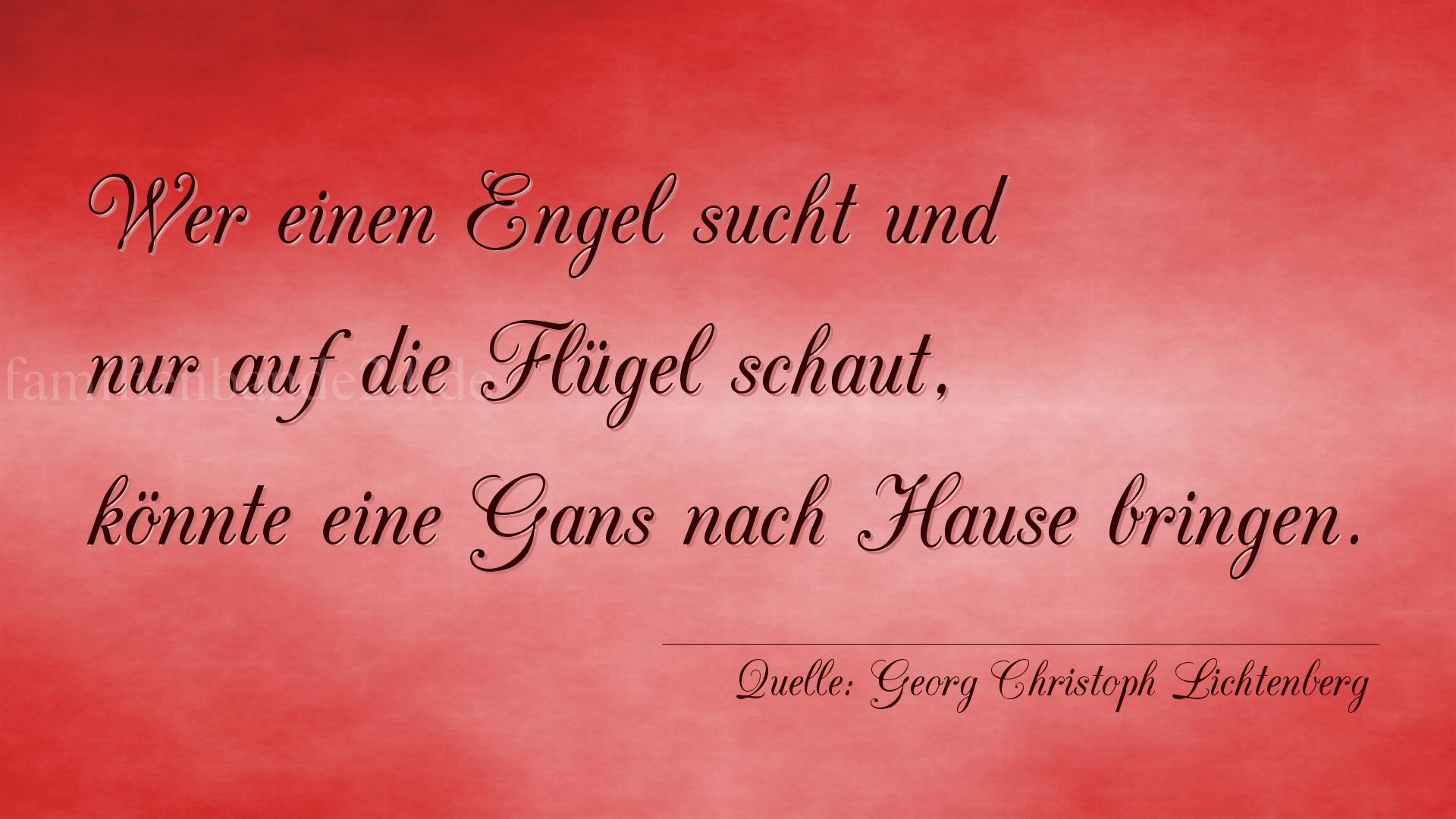 Aphorismus Nr. 1300 (von Georg Christoph Lichtenberg): "Wer einen Engel sucht und nur auf die Flügel schaut, kö [...]