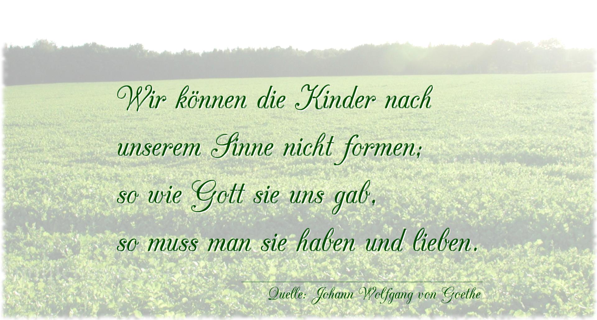 Taufspruch Nr. 236 (von Johann Wolfgang von Goethe): Wir können die Kinder nach unserem Sinne nicht formen; so [...]