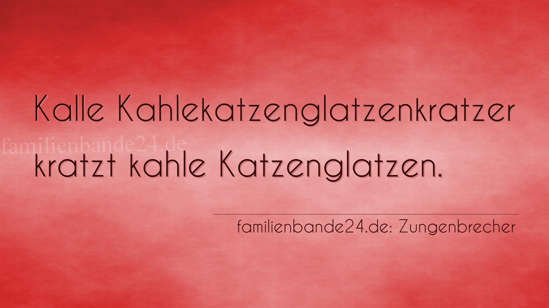 Zungenbrecher Nr. 697: Kalle Kahlekatzenglatzenkratzer kratzt kahle Katzenglatzen.