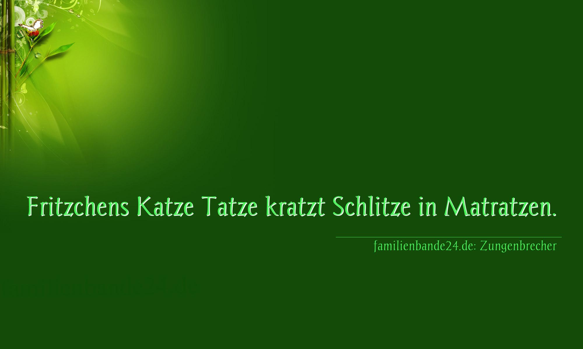 Zungenbrecher Nummer 718: Fritzchens Katze Tatze kratzt Schlitze in Matratzen.