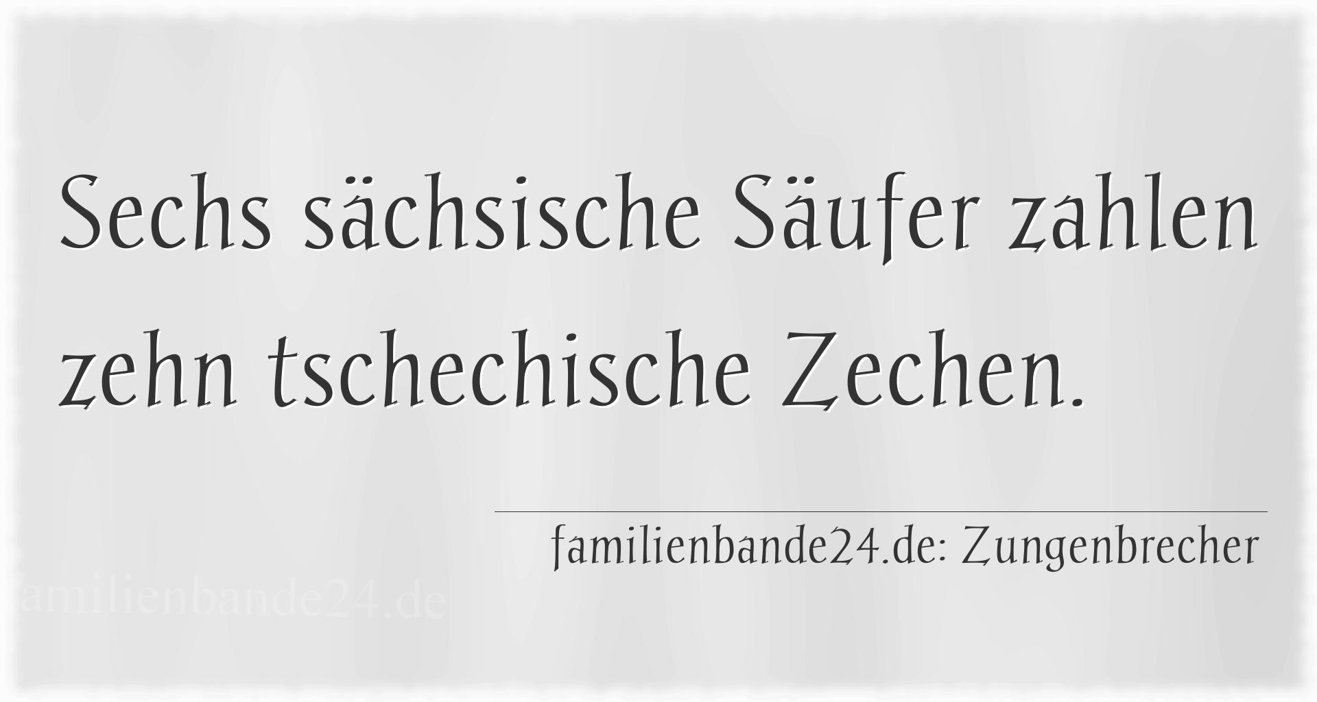 Zungenbrecher Nr. 779: Sechs sächsische Säufer zahlen zehn tschechische Zechen.