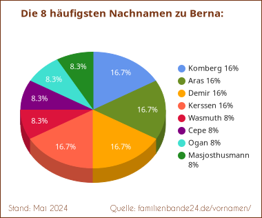 Tortendiagramm: Die häufigsten Nachnamen zu Berna