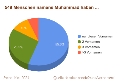 Tortendiagramm: Häufigkeit der Doppelnamen mit Muhammad