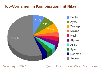 Tortendiagramm über beliebte Doppel-Vornamen mit Nilay